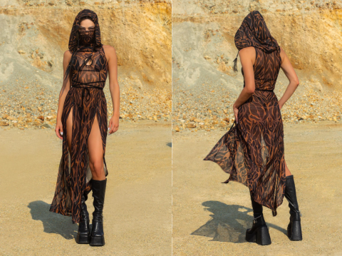 Animalistic Hooded Dress bad055