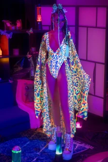 Tied & Dyed Open Front Skirt bad052 3